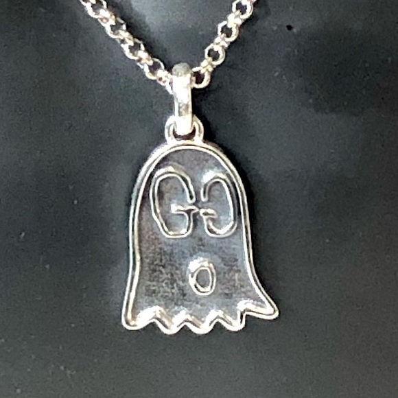 GUCCI Sterling Silver Ghost GG Monogram Necklace 21” Unisex NIB - Picture 9 of 17